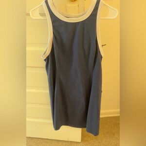 Beyond Yoga Blue and White Sleeveless Tank Dress